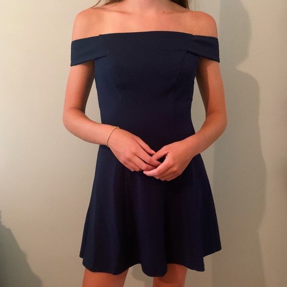 Navy Blue Off The Shoulder Dress - Picture 1 of 1